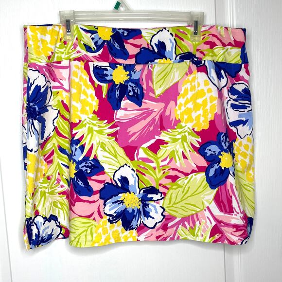 Rafaella Wms 2XL Pink Cosmo Colorful Floral Print Stretch Skort Casual Summer - Picture 2 of 7